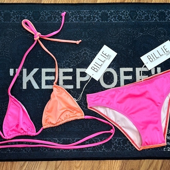Billie swim two-piece color block highlighter neon bikini swim set women’s xs - Picture 8 of 8